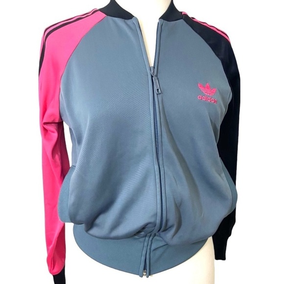 ADIDAS  Original Trefoil Logo 2005 Gray Pink Black Zip Front Track Jacket - Picture 1 of 10